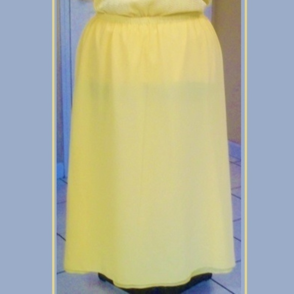 Dressy Sunny Yellow Lined Crepe Maxi Skirt